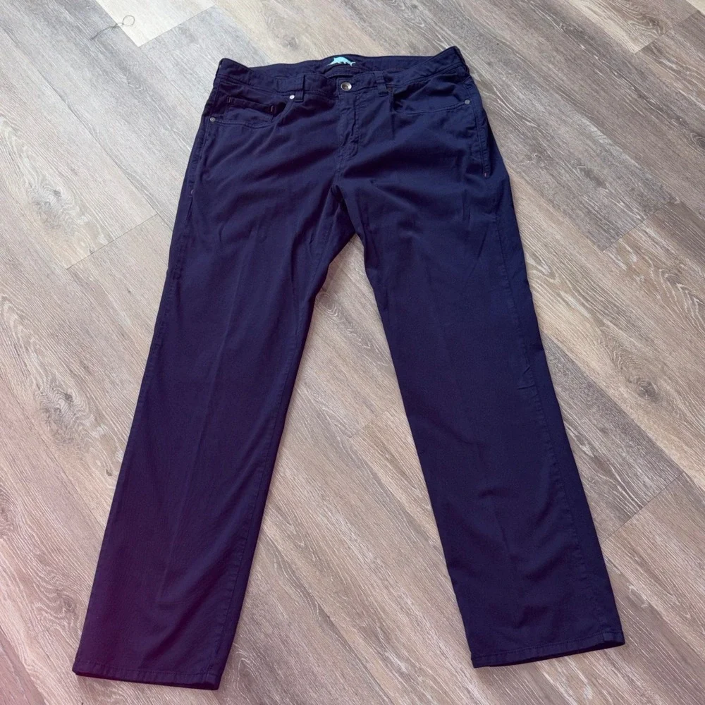 Tommy Bahama Boracay Navy Blue Pima Cotton Modal Pants Mens 36x32